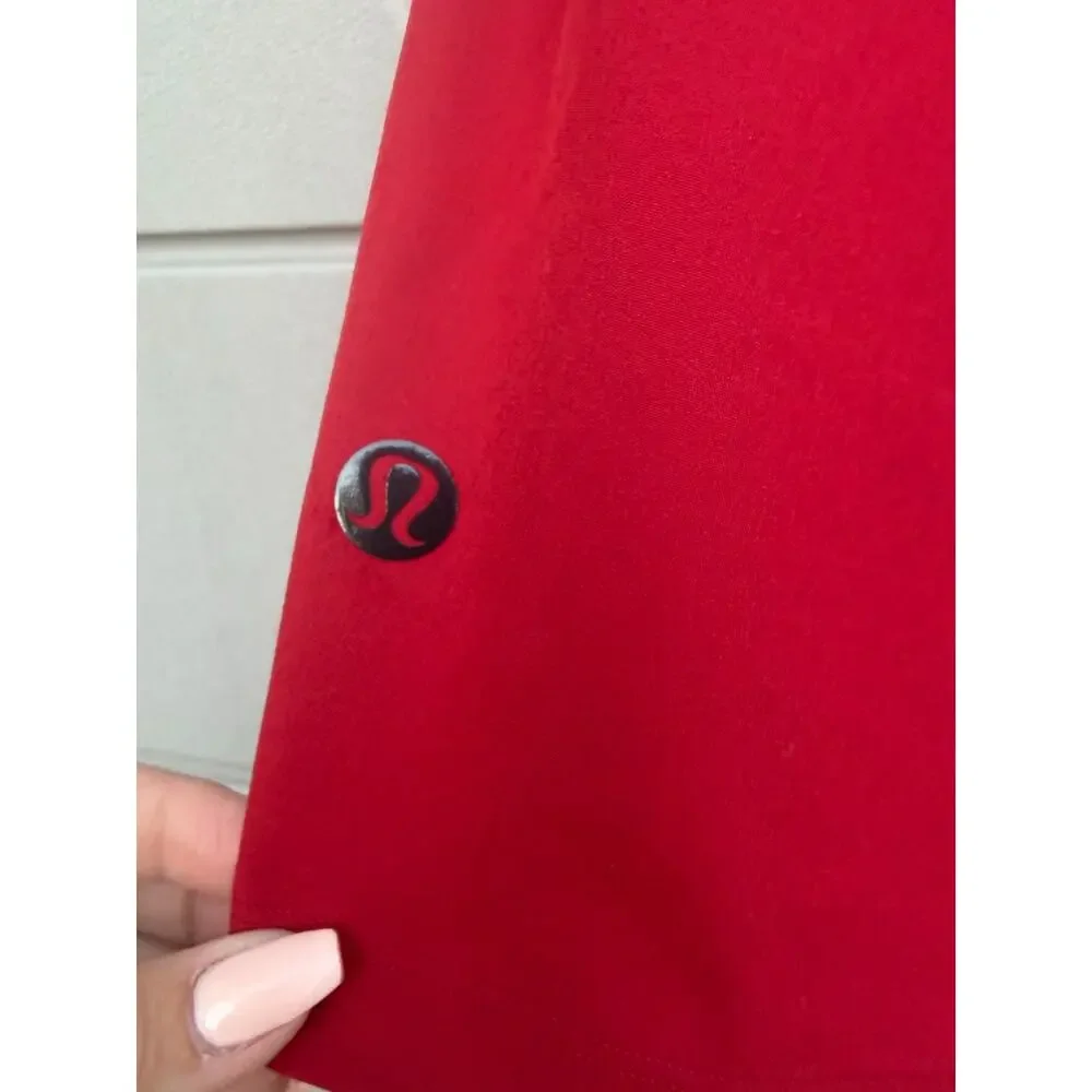 Lululemon Men Red Channel Cross Swim Shorts Mesh Sz M LM7AS1S Lined Beach Trunks
